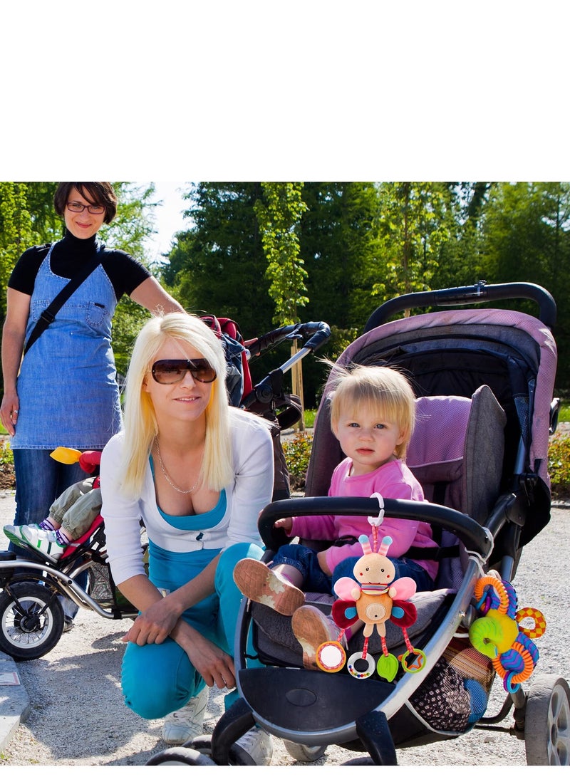 SYOSI Pram Toys Clip On Car Seat Toys Toddler Stroller Toys with Hanging Rattle Sensory Toys for Baby Girls and Boys Crib Travel Activity Plush Toys for Newborn 6-12 Months  - Image 5