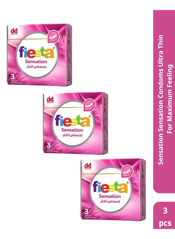 Premium Latex Candoms (Sensation) Ultra Thin, Lubricated 3 Pcs - Pack Of 3