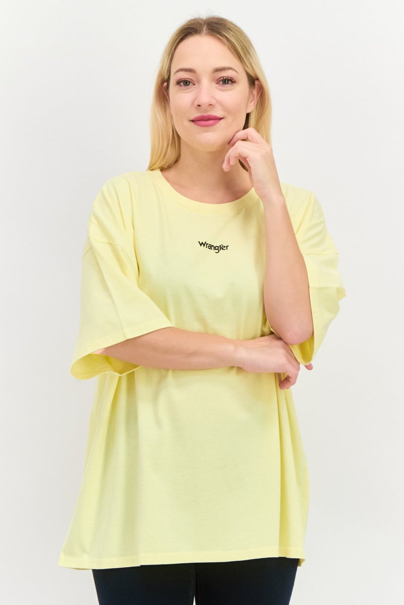 Wrangler Women  Crew Neck Short Sleeves Graphic Print T-Shirt, Yellow - Image 1