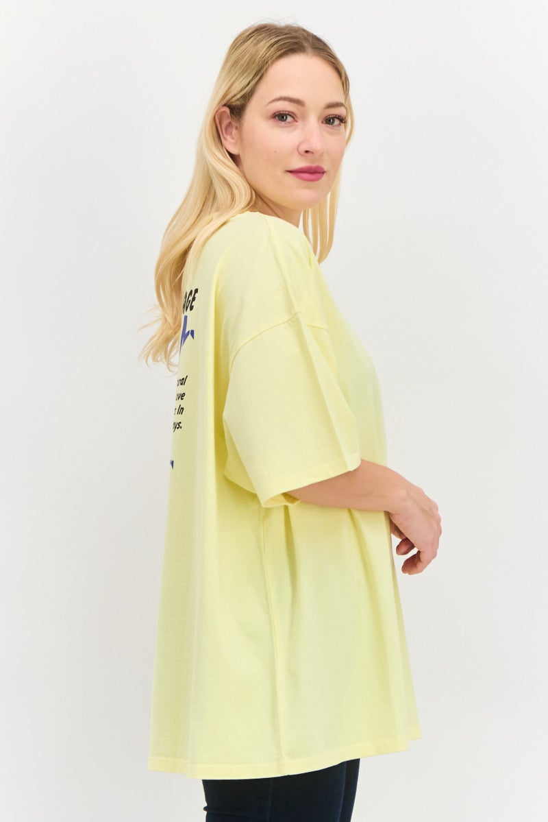 Wrangler Women  Crew Neck Short Sleeves Graphic Print T-Shirt, Yellow - Image 2