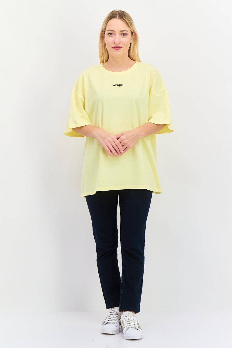 Wrangler Women  Crew Neck Short Sleeves Graphic Print T-Shirt, Yellow - Image 4