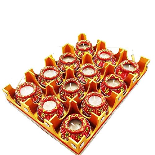 True Decor Handmade Clay Wax Filled Matki Diya for Diwali Decoration Items for Home - Image 2