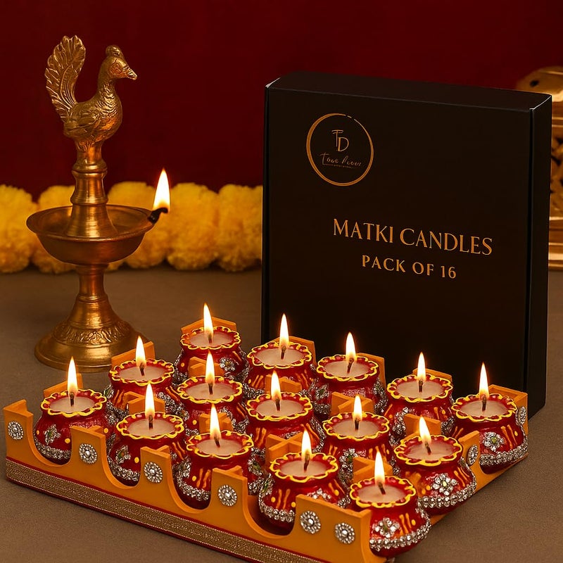 True Decor Handmade Clay Wax Filled Matki Diya for Diwali Decoration Items for Home - Image 5