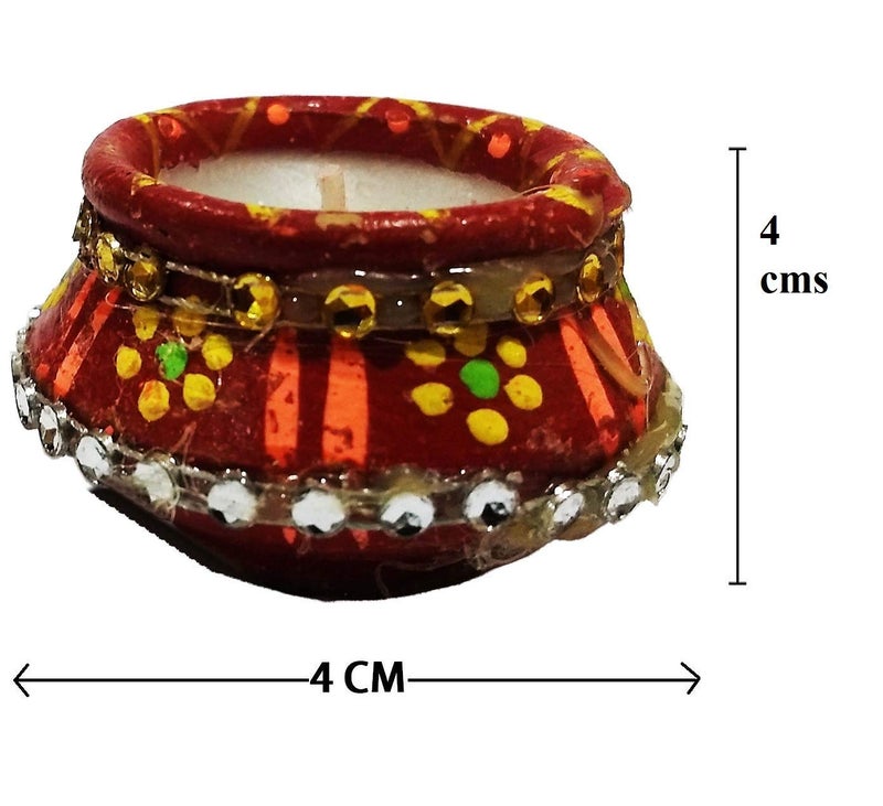 True Decor Handmade Clay Wax Filled Matki Diya for Diwali Decoration Items for Home - Image 4