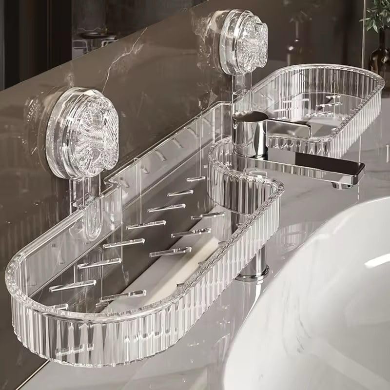 KIMEE Bathroom Storage Rack - Wall Mounted Plastic Shelf Organizer for Toiletries, Kitchen & Bathroom Accessories | Waterproof PVC Rack. - Image 1