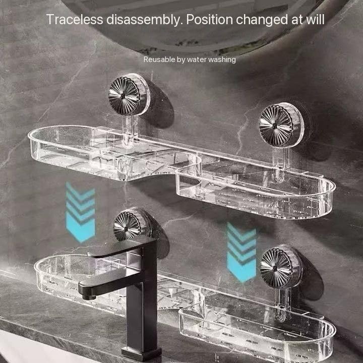KIMEE Bathroom Storage Rack - Wall Mounted Plastic Shelf Organizer for Toiletries, Kitchen & Bathroom Accessories | Waterproof PVC Rack. - Image 2