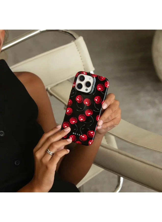 BURGA iPhone 16 pro Case, 2 Piece Hard Shell + TPU Silicone Interior, Shock Absorption, All Port Accessible, Raised Bezel For Screen & Camera Protection, Never Fading HQ Print,Cherry