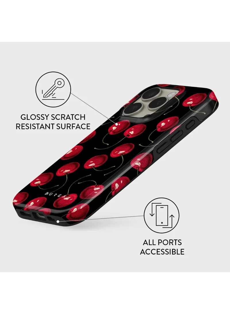 BURGA iPhone 16 pro Case, 2 Piece Hard Shell + TPU Silicone Interior, Shock Absorption, All Port Accessible, Raised Bezel For Screen & Camera Protection, Never Fading HQ Print,Cherry