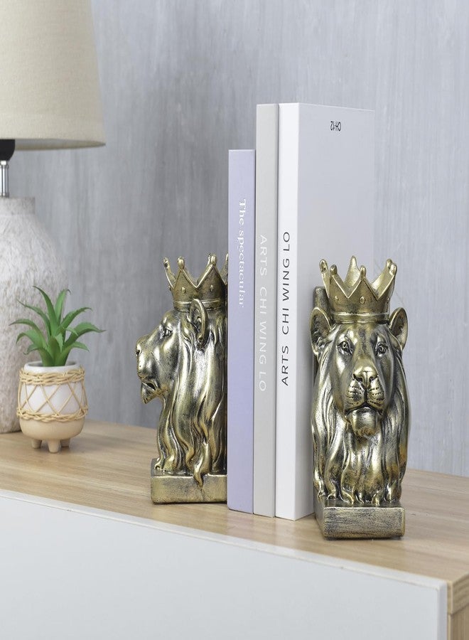 Kakizzy Vintage Gold Lion Book Ends,Animal Decorative Bookends,Resin Book Holder,Luxurious Book Ends for Shelves Rooms Office Home Decor,Unique Book Lover Gift(Gold Lion) - Image 5