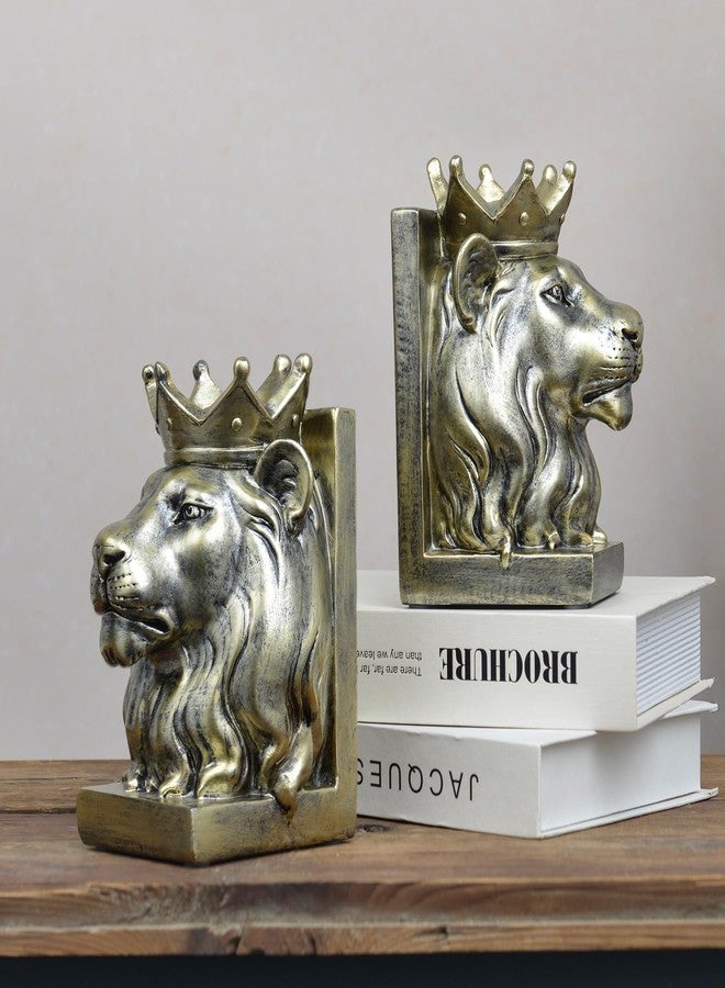 Kakizzy Vintage Gold Lion Book Ends,Animal Decorative Bookends,Resin Book Holder,Luxurious Book Ends for Shelves Rooms Office Home Decor,Unique Book Lover Gift(Gold Lion) - Image 4