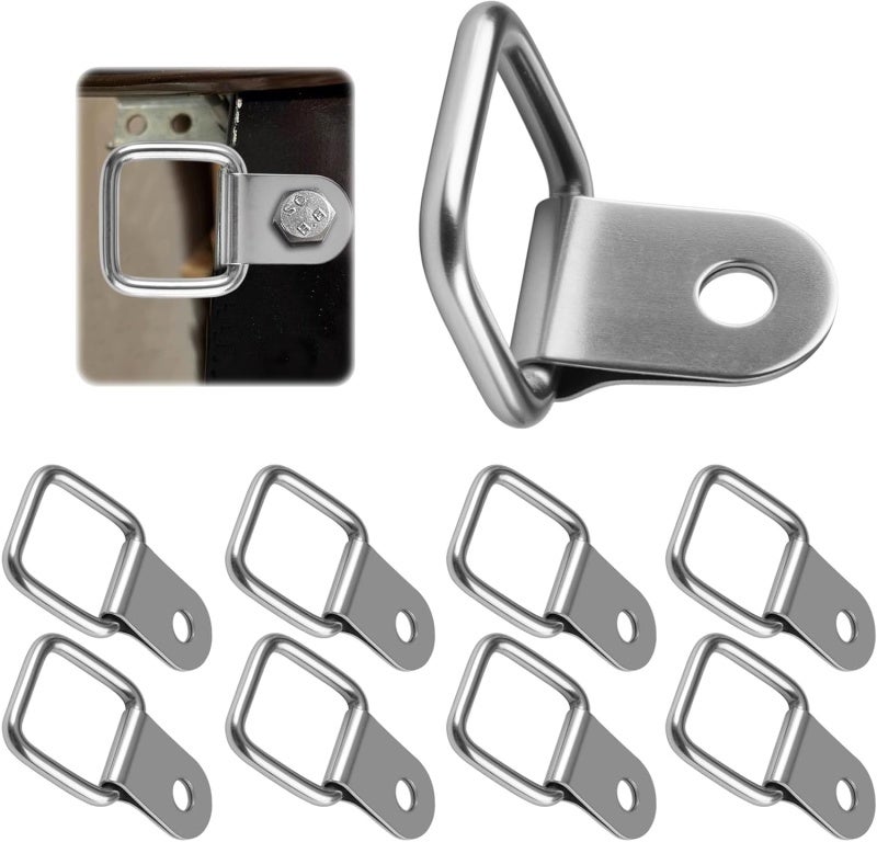 Heavy Duty D-Rings: 8-Pack 304 Stainless Steel 4.6 X 2.5 Cm - 200 Kg Capacity Rust-Resistant Square D-Rings for Trailer Truck Boat Garage Outdoor Cargo Securing - Image 3