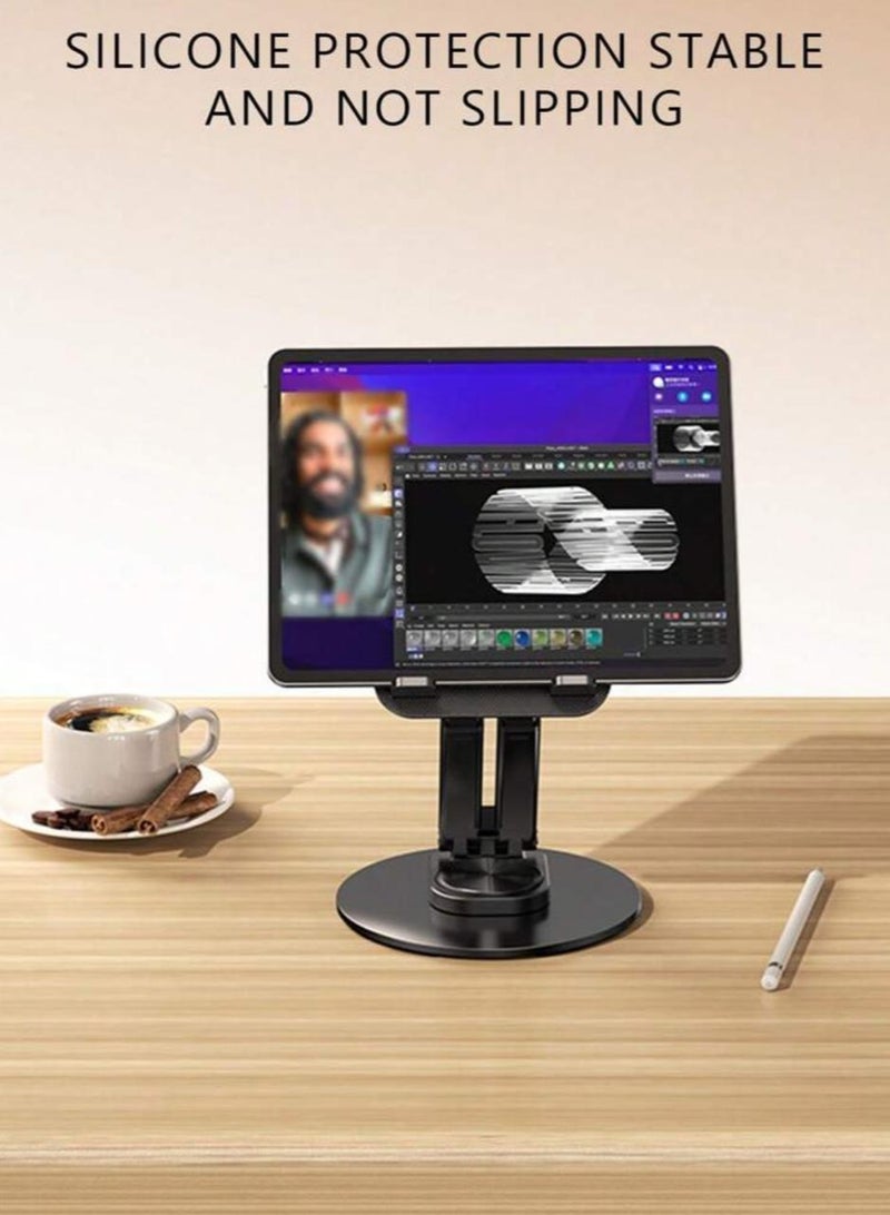 Portable Foldable iPad Stand, 360-Degree Rotating Base, Adjustable Height, supports multiple angles. - Image 1