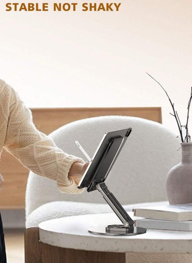 Portable Foldable iPad Stand, 360-Degree Rotating Base, Adjustable Height, supports multiple angles. - Image 3