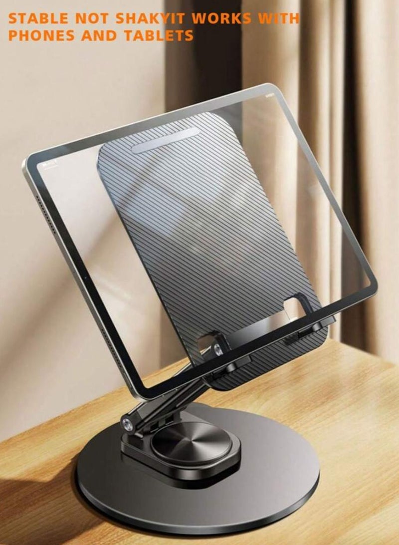 Portable Foldable iPad Stand, 360-Degree Rotating Base, Adjustable Height, supports multiple angles. - Image 4