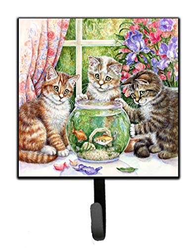 Caroline's Treasures CDCO325ASH4 White Tabby by Debbie Cook Leash or Key Holder, Wall Hooks, Key Hooks Holder, Coat Rack Wall Mount, Coat Hooks, Hooks for Hanging Keys, Towels, Aprons, Leashes, - Image 2