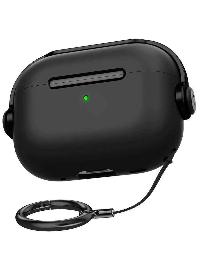 Airpods Pro 2 Case with Keychain,Music Headset Earphone Protective Case Cover Compatible with Airpods Pro 2 (USB-C/Lightning Cable), Black - Image 1