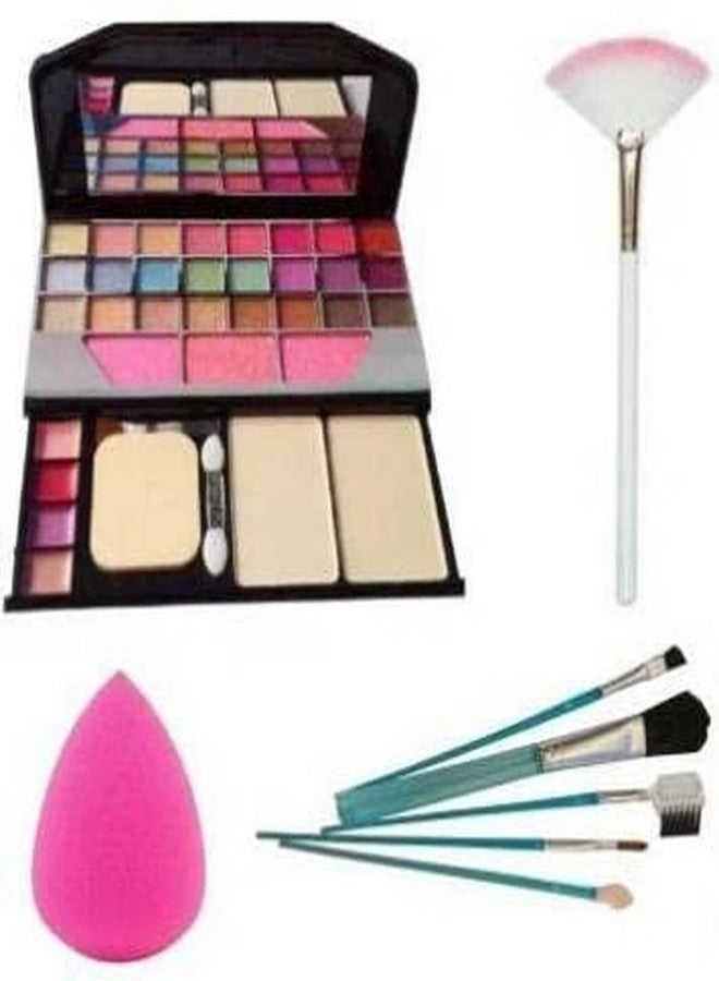 DATNASAYAD 6155 makeup kit set & 5 makeup brush set & 1 Beauty Blender Sponge Puff & Fan Brush For Face Makeup Highlighter (8 Items in the set) - Image 2