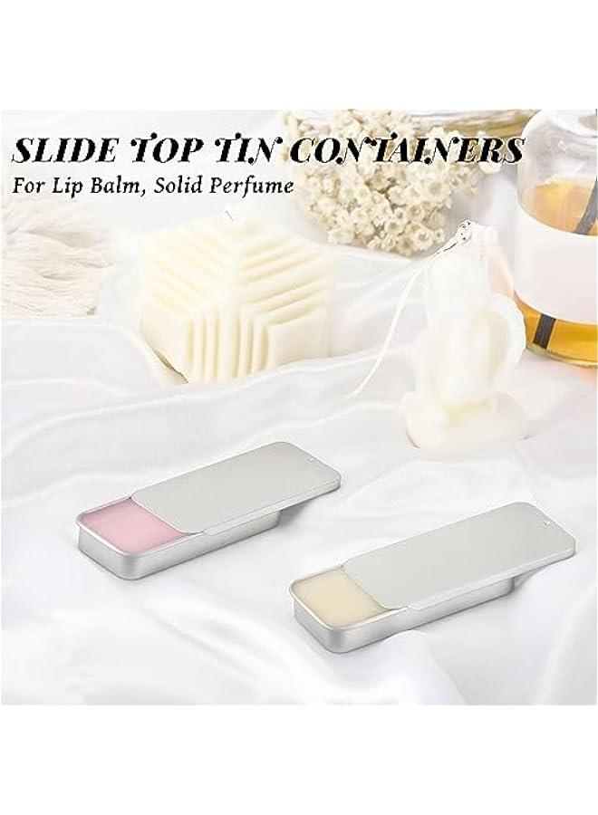 BWSJ Small Rectangular Metal Tins with Slide Top Lids for Lip Balm Candies Jewelry and Crafts  Set of 40 Sier 315 x 138 x 043 Inch - Image 3