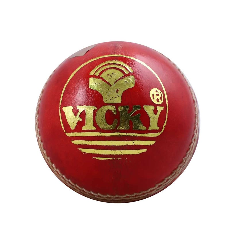 VICKY Jet Red Cricket Ball Constructed with Alumtanned Large Thick Leather Suits Every Balling Style Ideal for Professional Use - Image 2