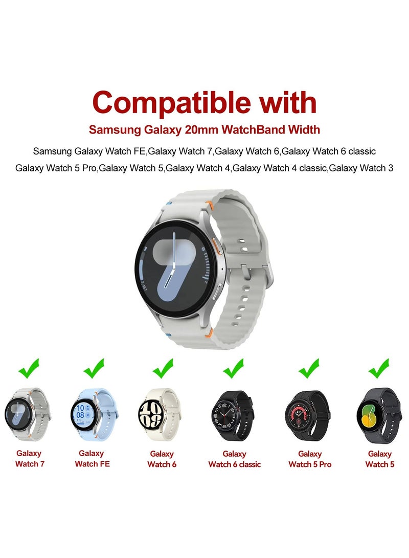 Silicone Band Compatible with Samsung Galaxy Watch 7/6/5/4 47/46/45/44/43/42/40mm Silicone Wave Desgin Strap (Orange) - Image 2