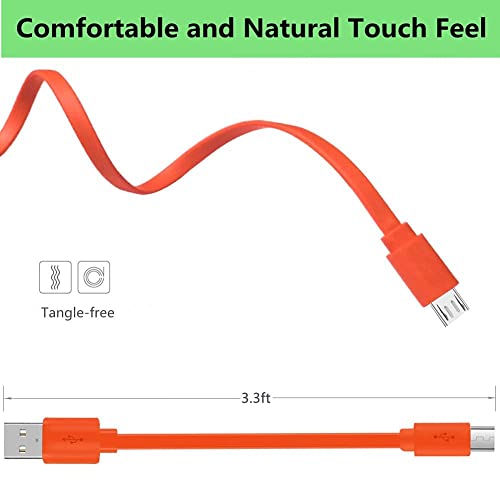 Learsoon Micro USB Flat Cord Fast Charger Cable Compatible with JBL Flip 2 JBL Flip 3 JBL Flip 4 Charge 3 and Logitech UE BOOM3 Speaker 22AWG Android Phones(Orange) - Image 3
