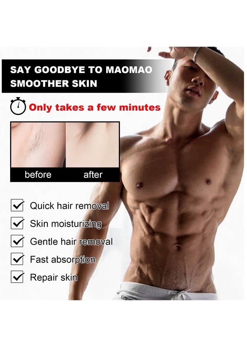 East Moon Hair Removal Cream for Men,Face and Body Beard Hair Removal Cream,Effective and Painless Depilatory Cream,Use on Chest,Back,Arm,Leg and Underarm - Image 3