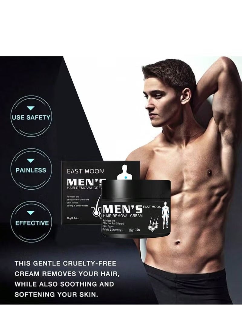 East Moon Hair Removal Cream for Men,Face and Body Beard Hair Removal Cream,Effective and Painless Depilatory Cream,Use on Chest,Back,Arm,Leg and Underarm - Image 5