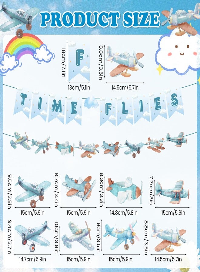 TagreSpike Airplane Party Decorations Time Flies Vintage Airplane Banner Airplane Hanging Swirls Airplane 1st Birthday Party Supplies Time Flies Party Decor for Airplane Theme Party Baby Shower Birthday Party - Image 3