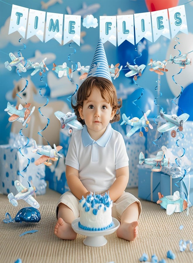 TagreSpike Airplane Party Decorations Time Flies Vintage Airplane Banner Airplane Hanging Swirls Airplane 1st Birthday Party Supplies Time Flies Party Decor for Airplane Theme Party Baby Shower Birthday Party - Image 5