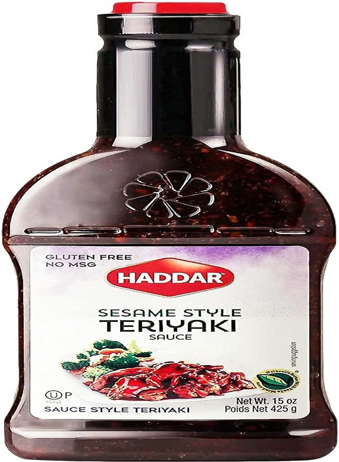 Haddar Sesame Style Sweet Teriyaki Sauce Marinade 15oz | No High Fructose Corn Syrup, Low Sodium, No MSG, Gluten Free, Soy Free | Great for Marinades & Dipping | Kosher Including Passover - Image 1