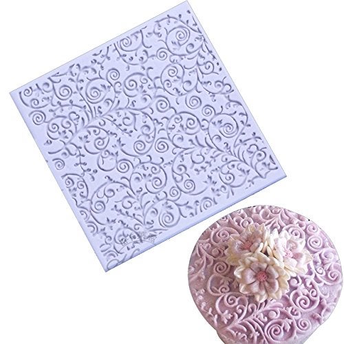 Anyana square sugar edible vine lace mold cake silicone Embossing Mat Textured fondant impression lace mat decorating mold gum paste cupcake topper tool icing candy imprint baking pastry sugarcraft - Image 1