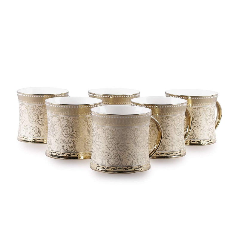TAGROCK Golden Heritage Print Bone China TeaCoffee Cups Mugs Set of 6 150ml - Image 1