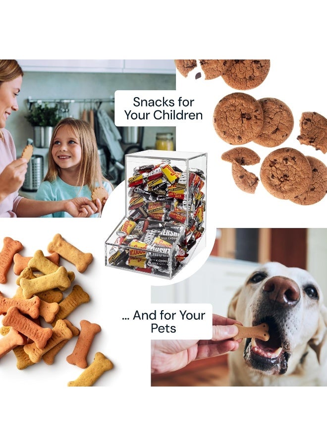 TPGP Acrylic Candy Dispenser Bin with 2 Lids for Bulk Candy Storage - Bubble Gum, Lollipops & Chocolate - For Home, Desktop, Tabletop or Wall Mount Use - Candy Dispenser Countertop - Image 4