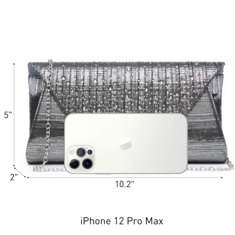 Dasein Women Evening Bags Wedding Purses Handbags Party Clutches Cocktail Prom Clutch with Glitter Rhinestones (Grey) - Image 4