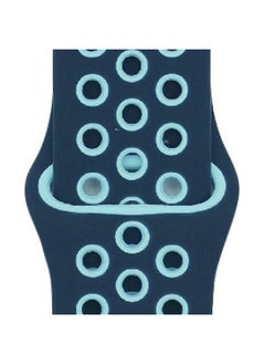Generic Suitable For Apple Two-color Silicone Nike Strap Nike Hole Apple Iwatch Breathable Sports Watch Strap-Color:14 Dark Sapphire Blue + Aurora Green-Specifications:42/44/45/49mm-S  - Image 1
