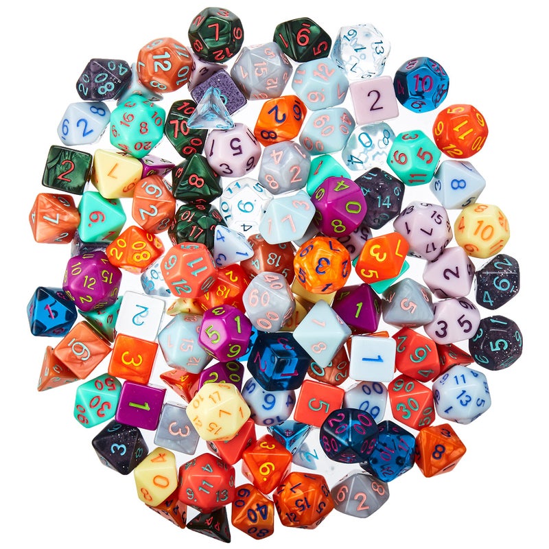 Wiz Dice Series IV 100+ Polyhedral Dice Random Bag - Includes 15 Sets of 7 Dice with Unique Colors - TTRPG Role-Playing Dice - Bulk Tabletop RPG Gaming DND Accessories - D20 D12 D10 D00 D8 D6 D4 - Image 1