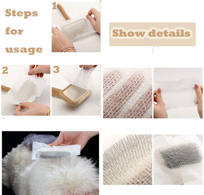 YNHIAG 50 pieces of Professional Net-shaped Non-woven Cleaning Paper for Hair Loss Airbag Comb Cleaning Sheet，Pet Hair Cleaning Sheet，Comb Protection net. - Image 2