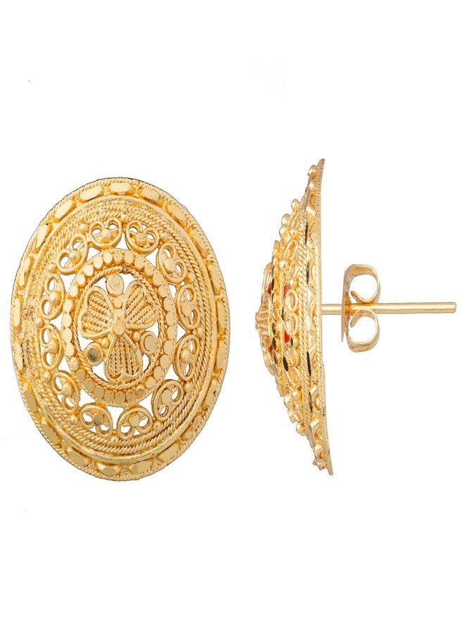 Bodha Traditional Indian Gold Plated Small Stud Earrings for Women (SJ_639) - Image 3