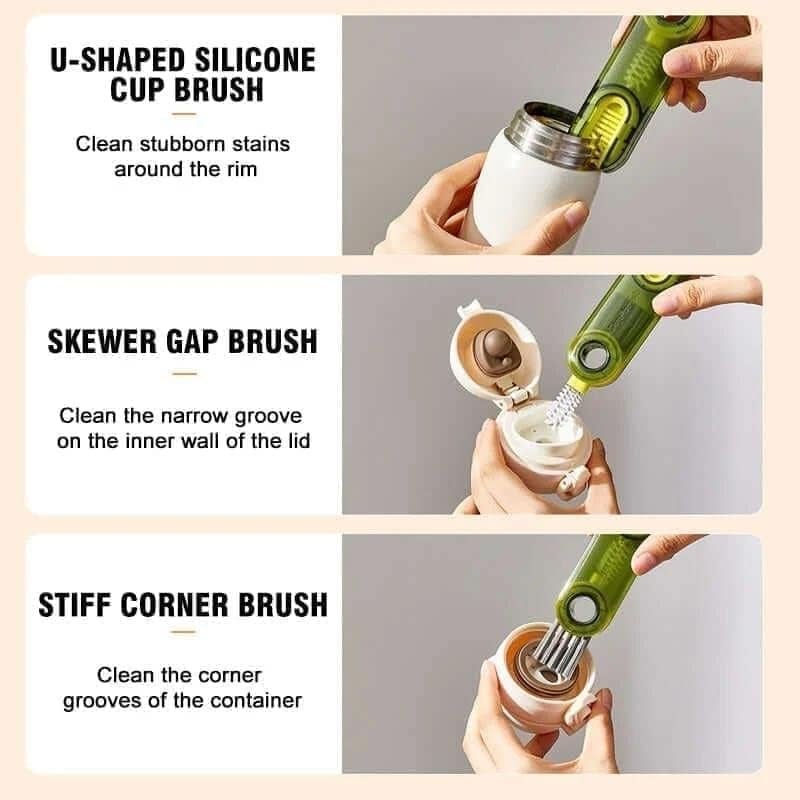 SEVIA Sevia 3 in 1 Multifunctional Tiny Cleaning Brush Cup Lid Cleaning Brush Set Bottle Gap Cleaner Brush (1pcs)  - Image 4