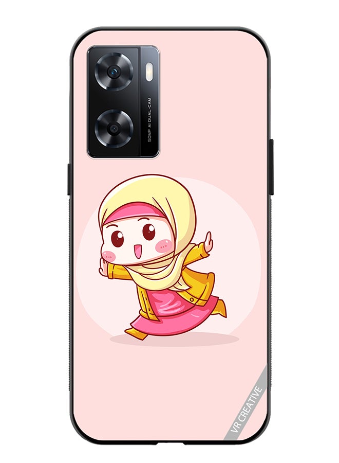 VR CREATIVE Protective Case Cover For Oppo A57/A77s Cute Lady In Hijab Design Multicolour - Image 1