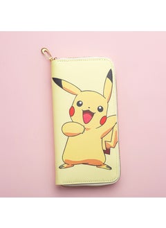 New Womens Long Zip Wallet Cartoon Fashion PU Woven Clutch Bikachu