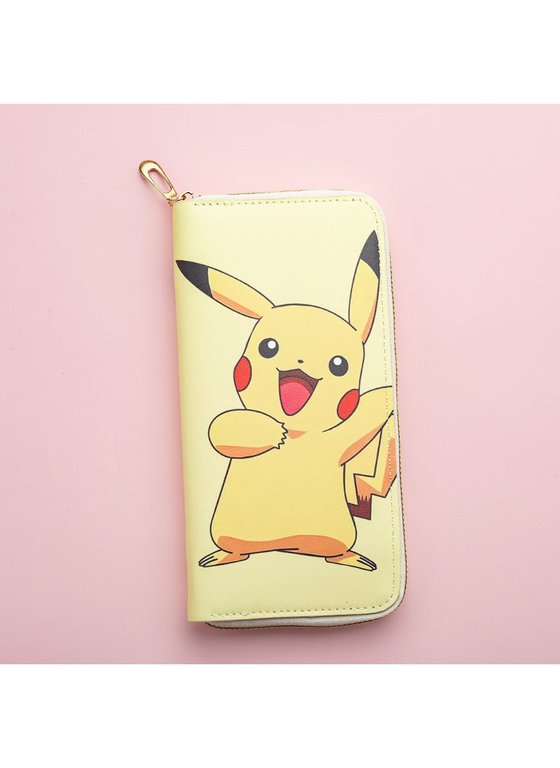 Generic - New Womens Long Zip Wallet Cartoon Fashion PU Woven Clutch Bikachu - Image 1