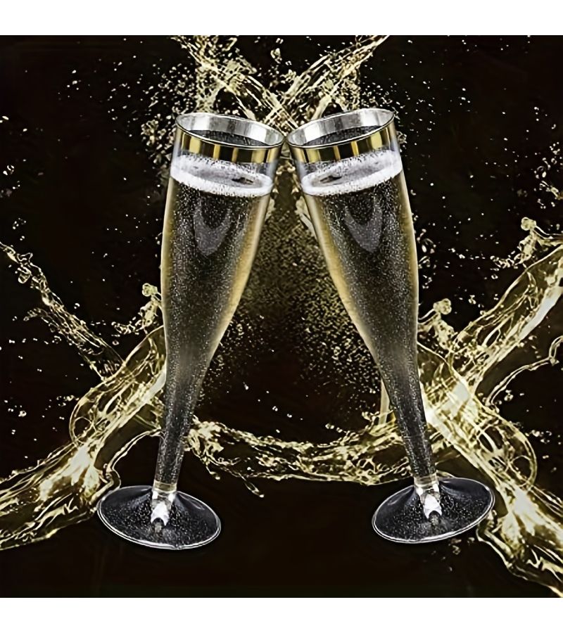 30 Clear Plastic Champagne Flutes Multipurpose 4.5 Oz Glasses For Parties Weddings Home - Image 1