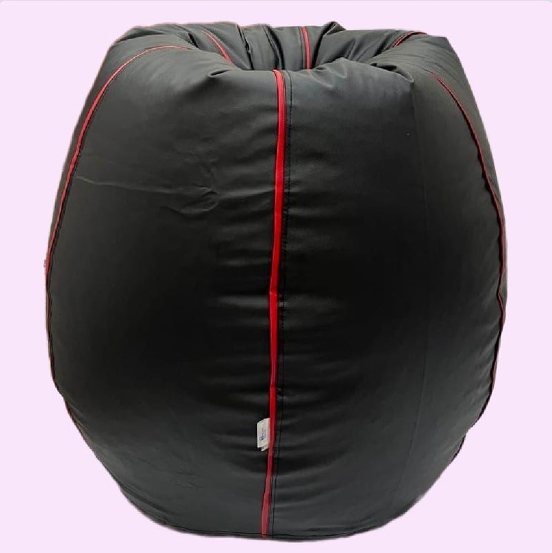 OHSTORE Premium Bean Bag Chair Ultra Comfortable Durable Faux Leather Cover Lightweight Ergonomic Lounge Seat for Home Office Gaming Relaxation BlackRedXLBB - Image 4