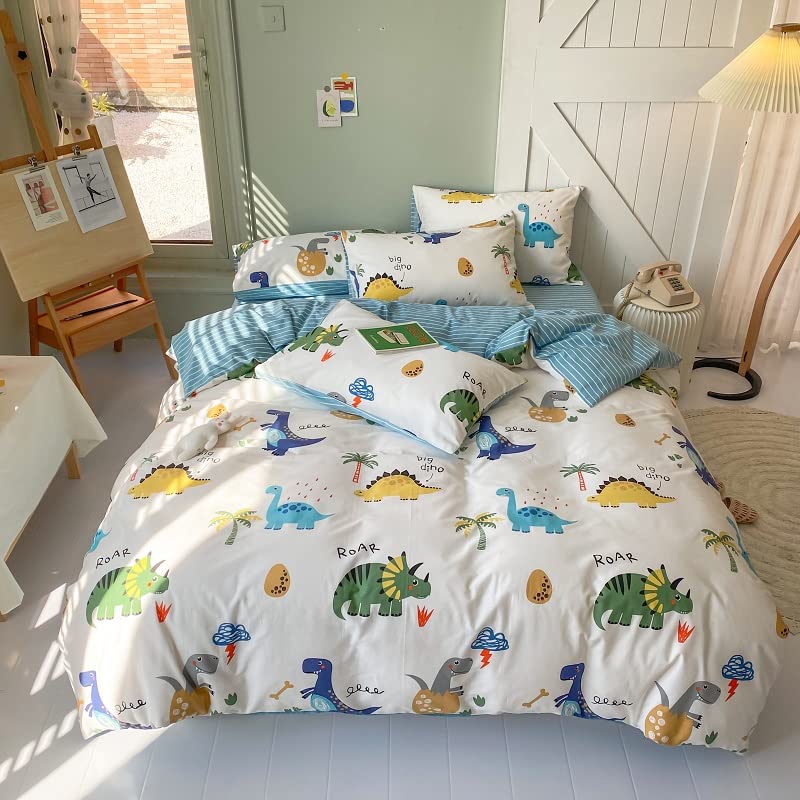 HAVOP 100 Cotton Duvet Cover Double Size Kids Boys Girls Cartoon Dinosaur Bedding Set Cute Animal Dinosaur Printed Quilt Cover All Season Bedding Set 200200 cm