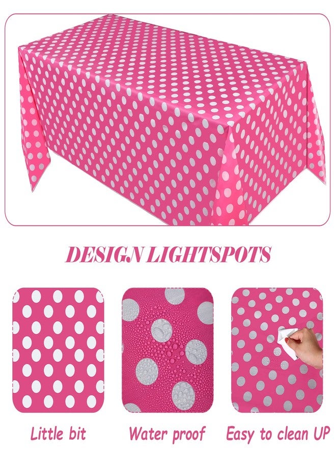 Tegeme 3 Pieces Plastic Polka Dot Tablecloth Mouse Table Cloth Rectangular Pink and White Polka Dot Tablecloth 54 x 108 Inches Black and White Table Cover for Mouse Themed Party Birthday Decorations - Image 3