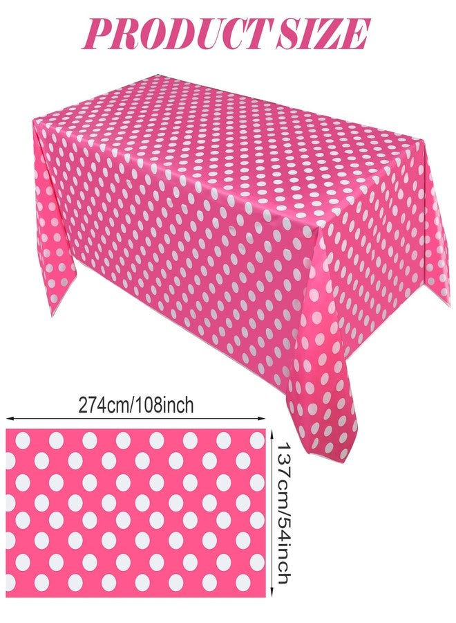 Tegeme 3 Pieces Plastic Polka Dot Tablecloth Mouse Table Cloth Rectangular Pink and White Polka Dot Tablecloth 54 x 108 Inches Black and White Table Cover for Mouse Themed Party Birthday Decorations - Image 2