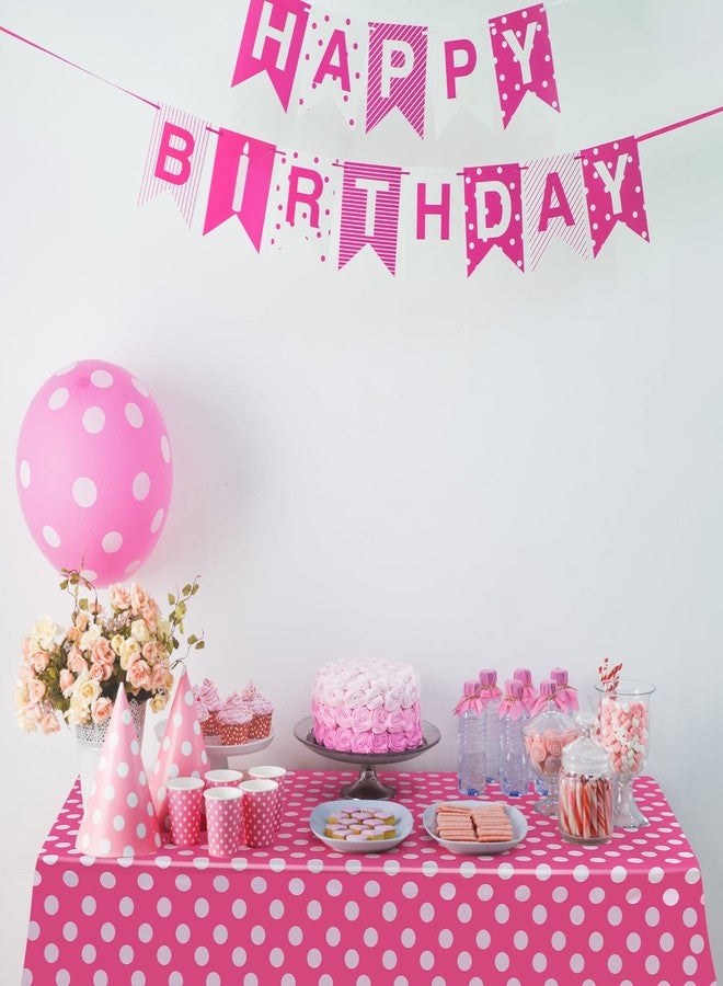 Tegeme 3 Pieces Plastic Polka Dot Tablecloth Mouse Table Cloth Rectangular Pink and White Polka Dot Tablecloth 54 x 108 Inches Black and White Table Cover for Mouse Themed Party Birthday Decorations - Image 4
