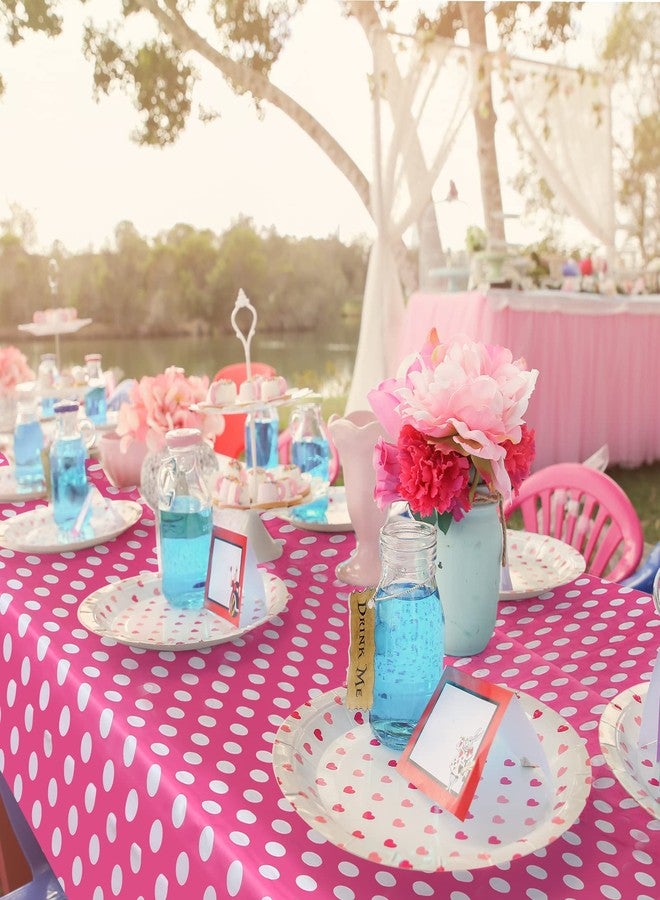 Tegeme 3 Pieces Plastic Polka Dot Tablecloth Mouse Table Cloth Rectangular Pink and White Polka Dot Tablecloth 54 x 108 Inches Black and White Table Cover for Mouse Themed Party Birthday Decorations - Image 5