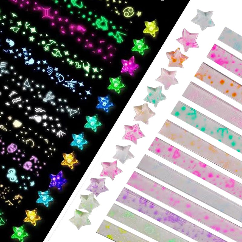 Star origami colorful decorative paper strips origami paper strips DIY origami star paper strips 12 color glowing star origami210 sheets